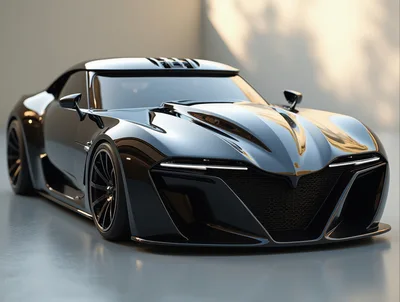 Sleek Black Concept Sports Car In Studio