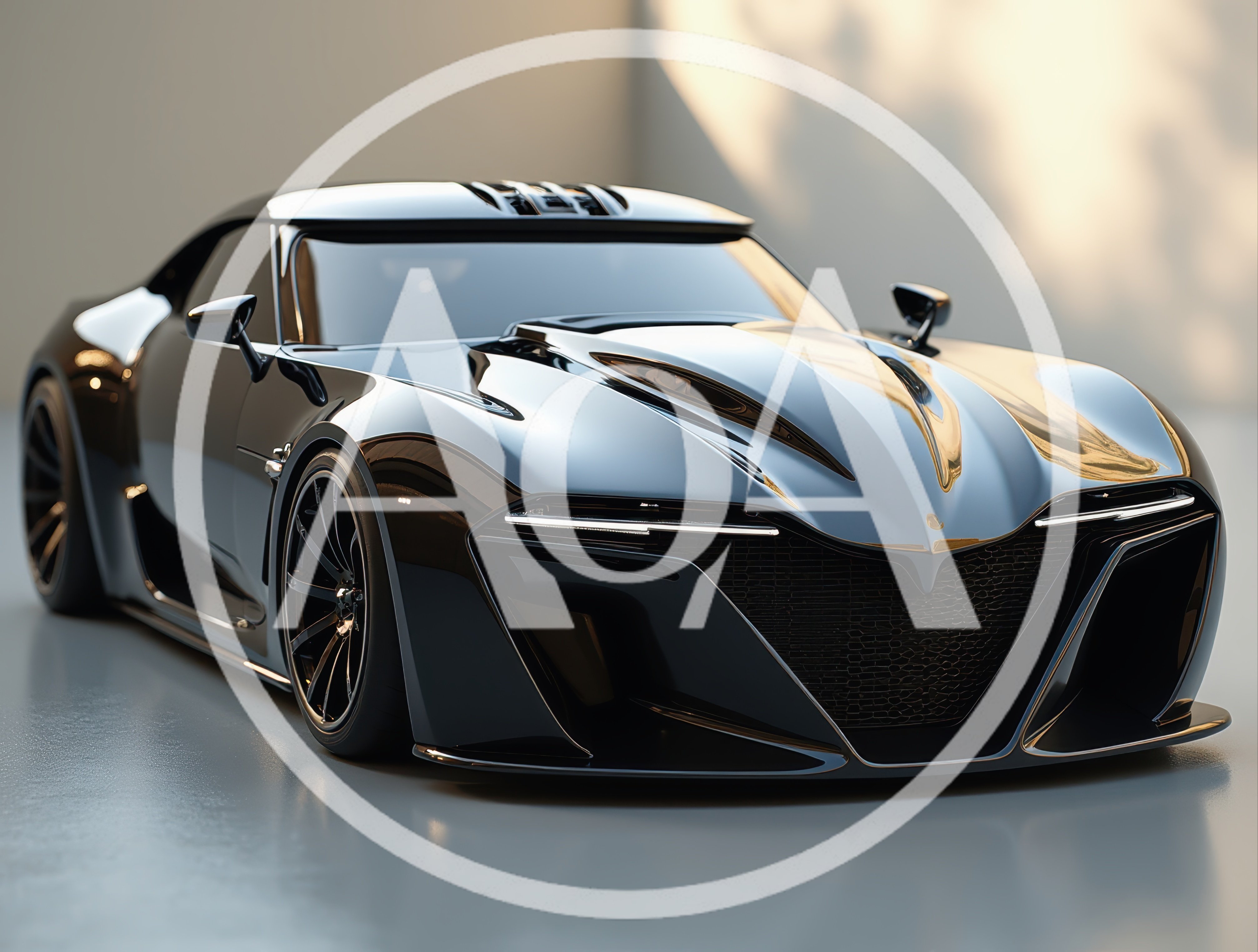 Sleek Black Concept Sports Car In Studio