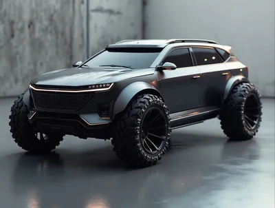 Futuristic Matte Black Off-Road Concept SUV