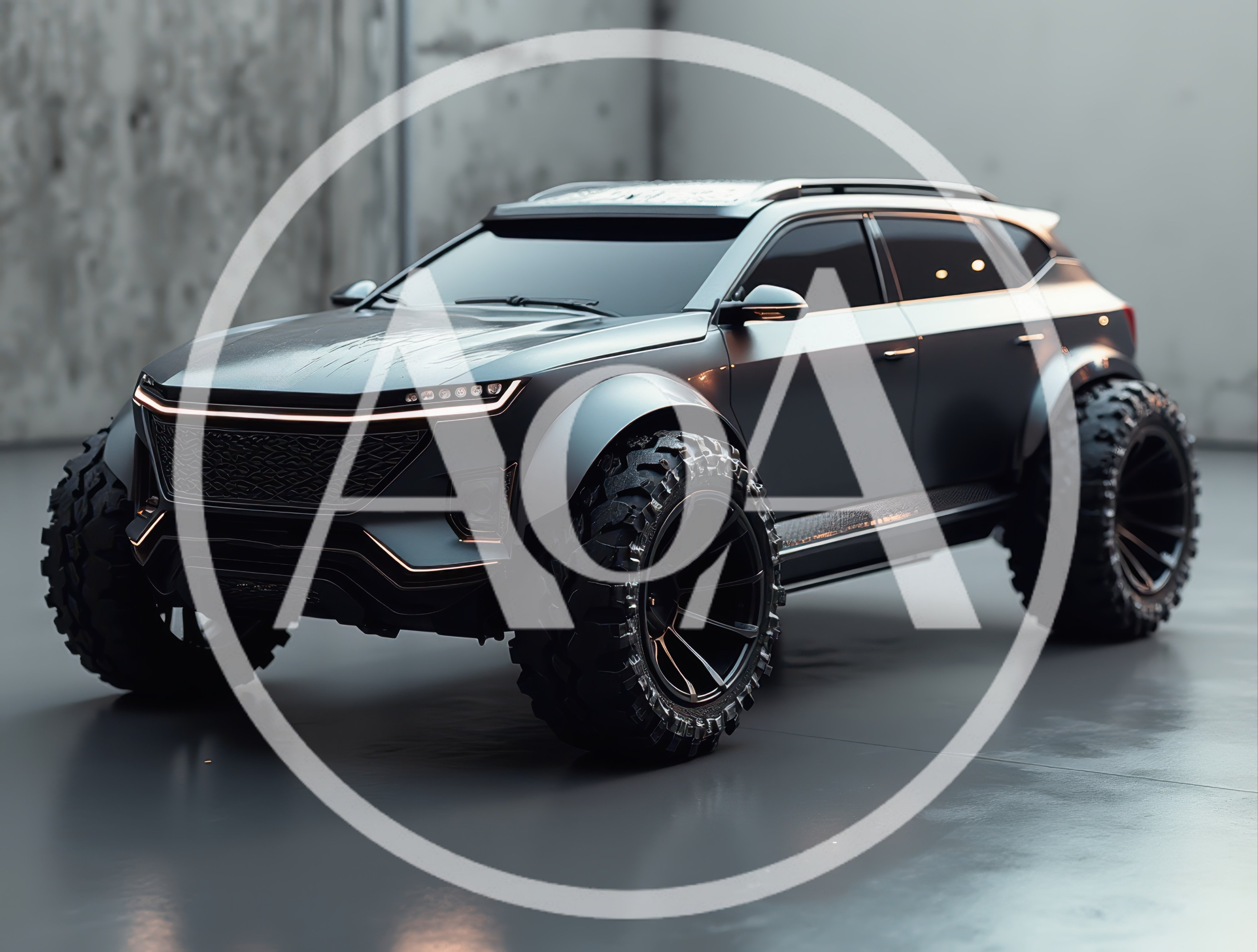 Futuristic Matte Black Off-Road Concept SUV
