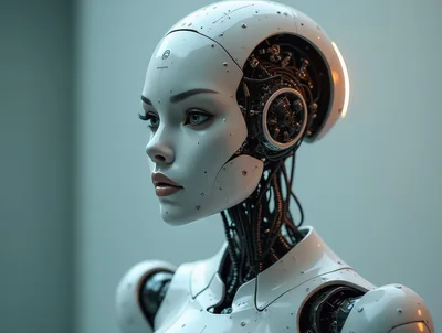 Portrait Of A Futuristic Humanoid Female Robot