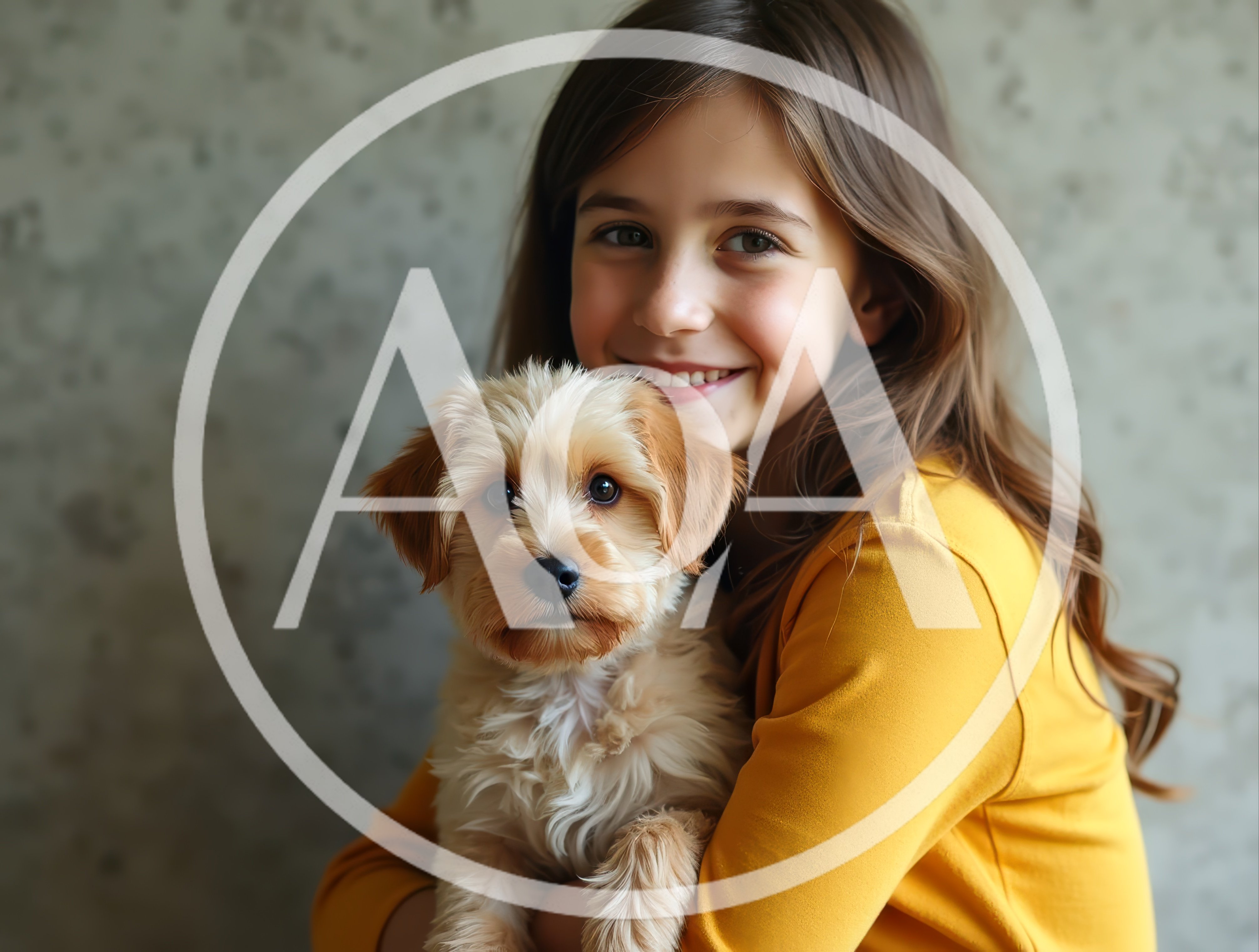 Young Girl Holding A Cute Fluffy Puppy