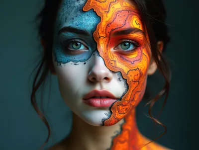 Portrait Of A Woman With Artistic Face Paint