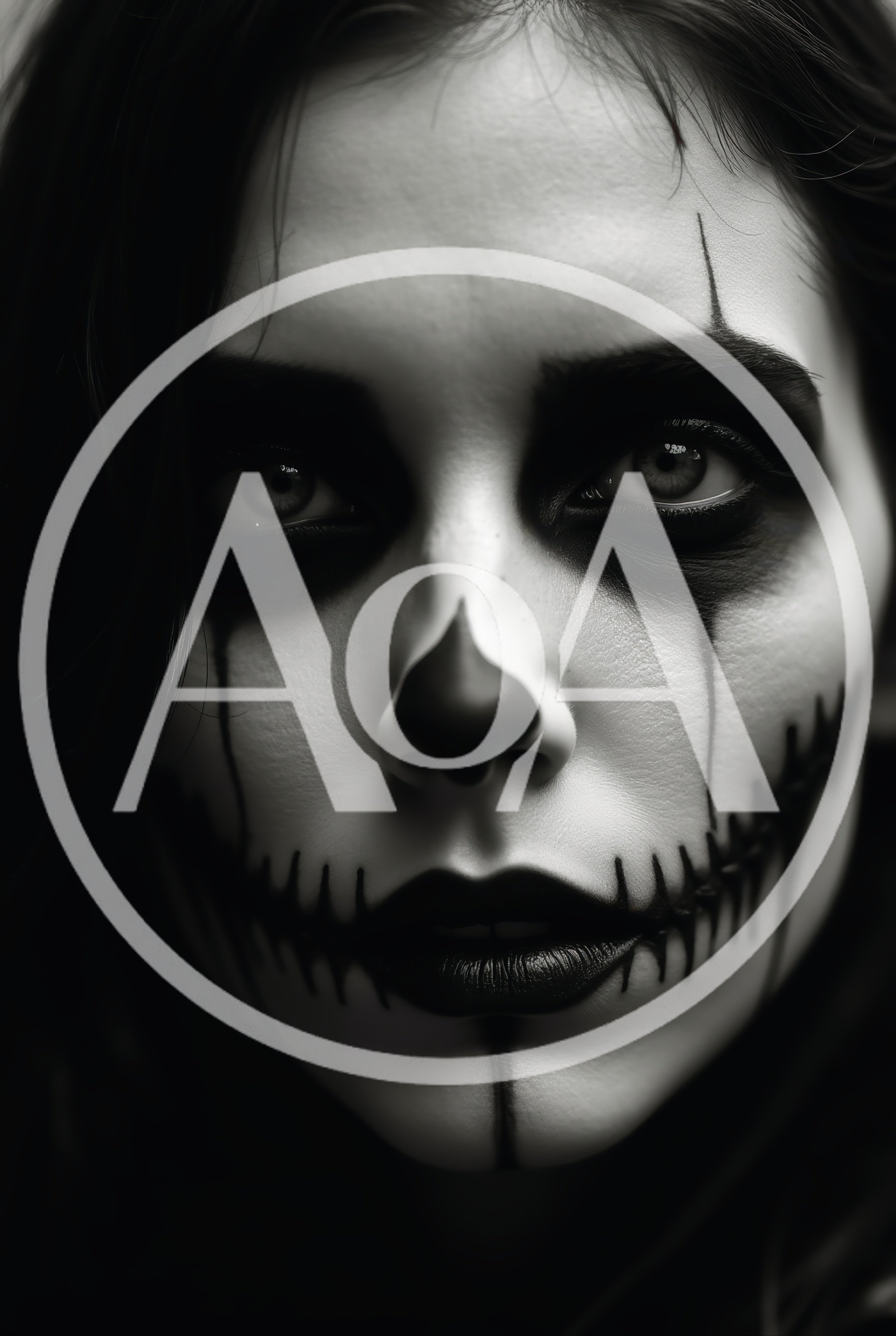 Close Up Portrait Of Woman With Creepy Clown Makeup