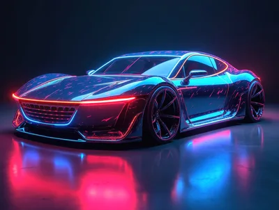 Futuristic Sports Car With Neon Lighting Effects