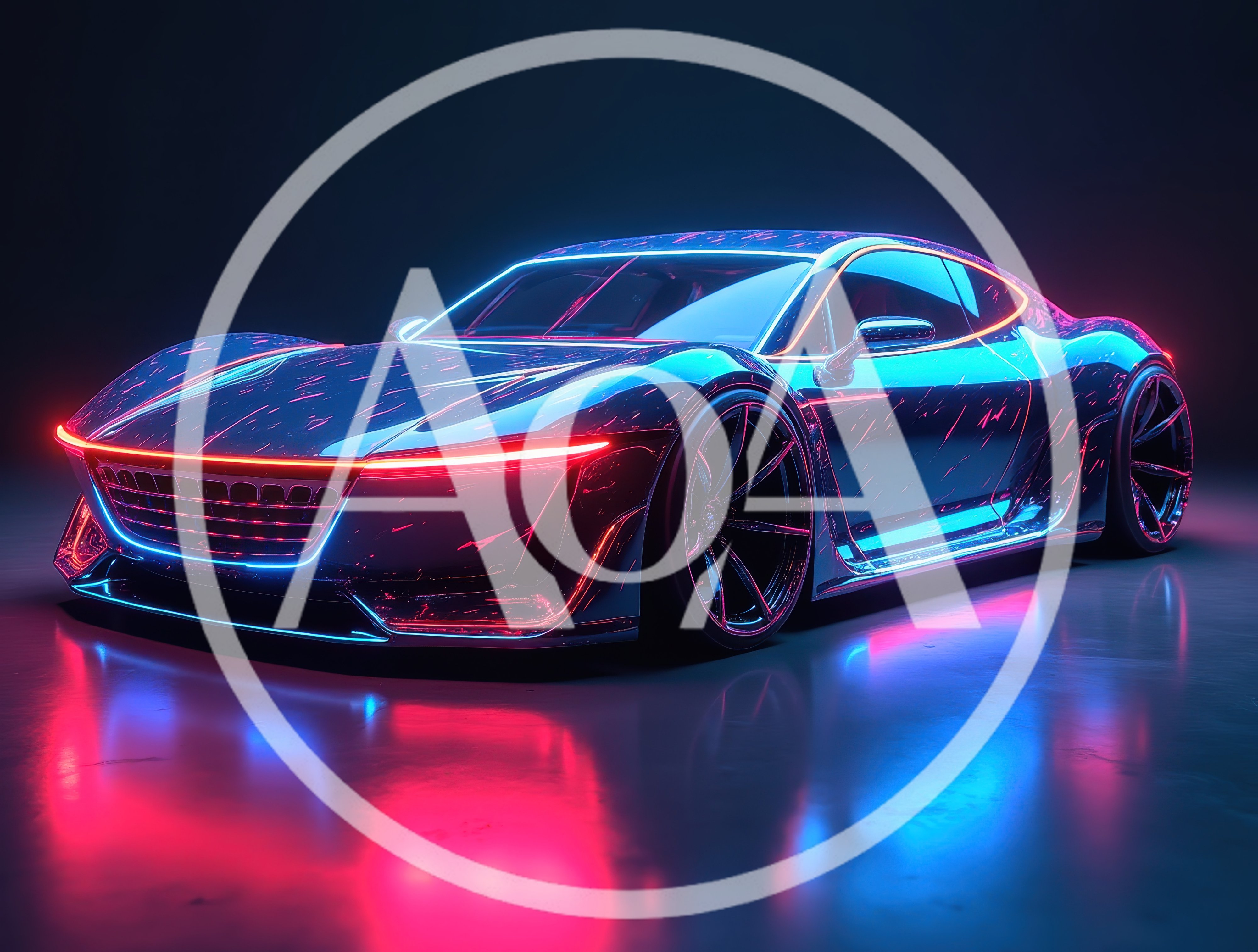 Futuristic Sports Car With Neon Lighting Effects