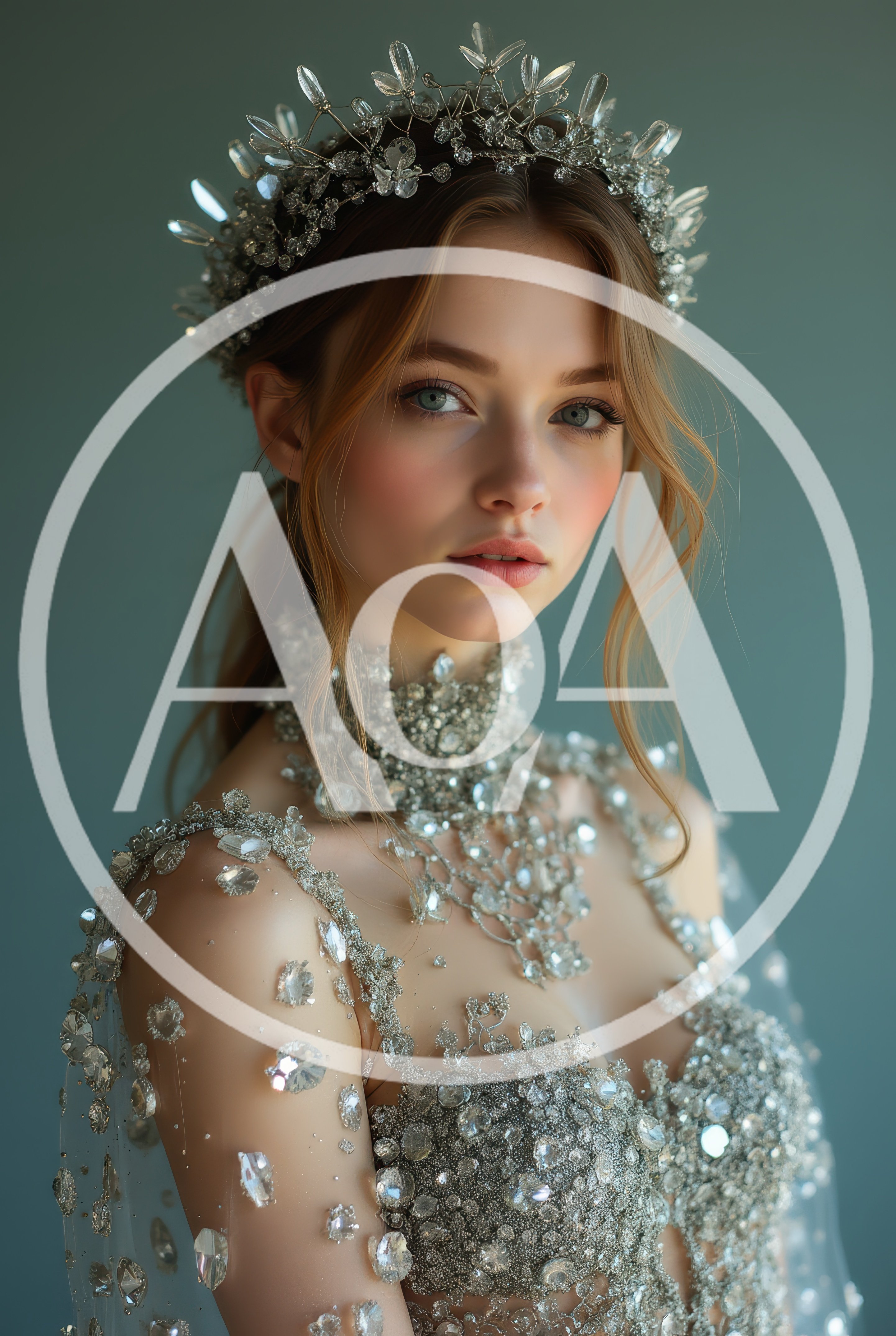 Portrait Of A Young Woman Wearing A Crystal Crown