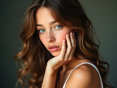 Portrait Of A Beautiful Young Woman With Wavy Hair