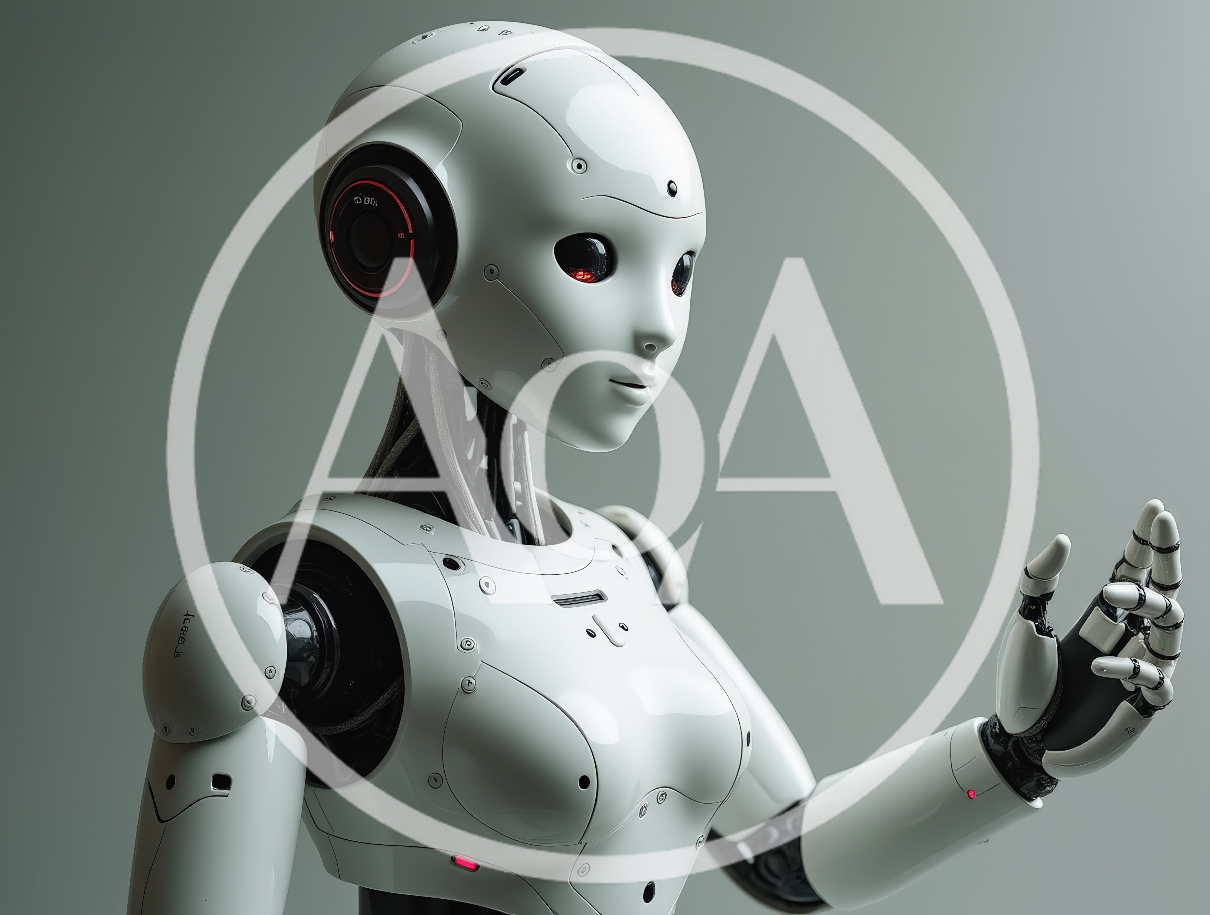 Futuristic Android Robot Gesturing With Hand