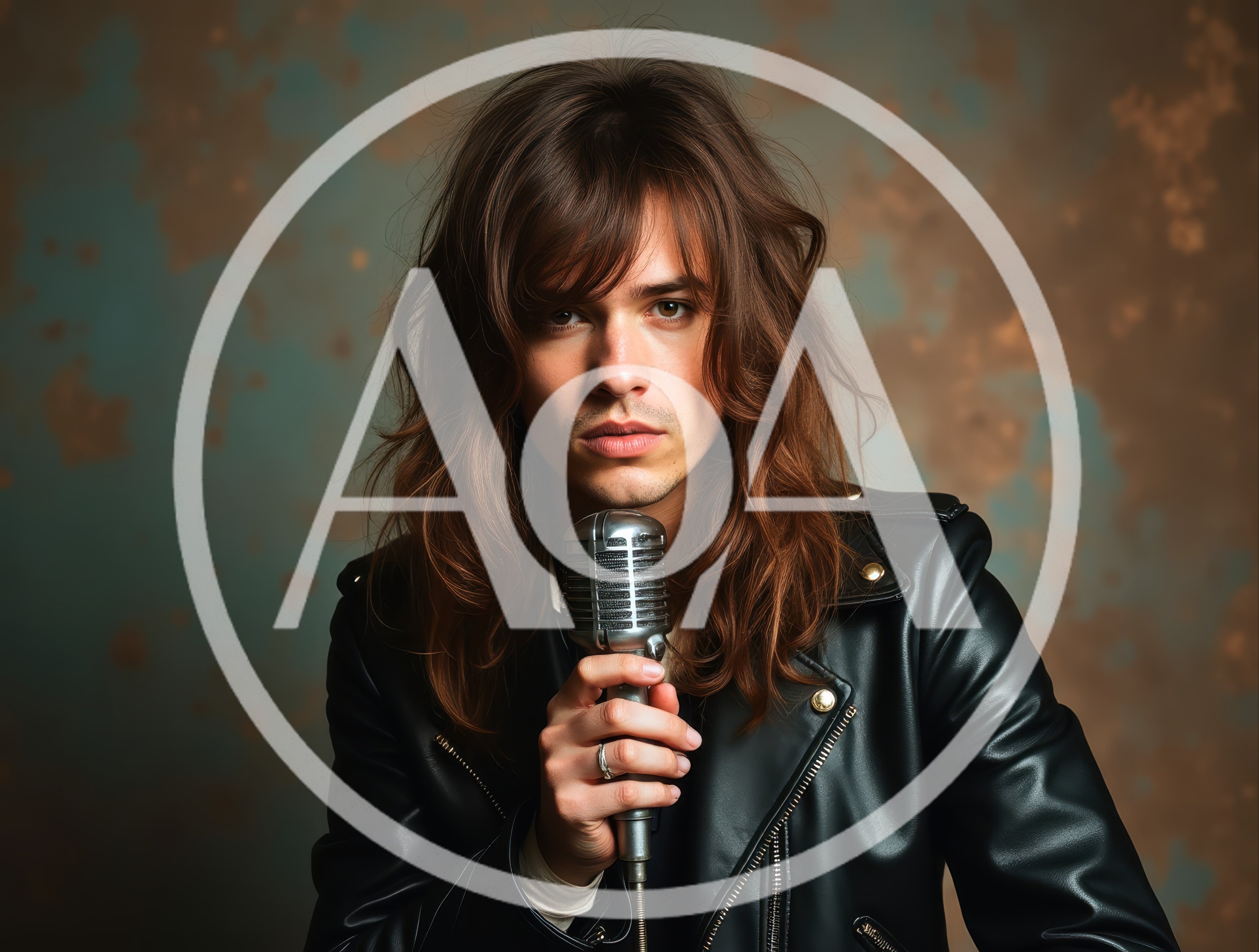Young Male Rock Singer Holding Vintage Microphone