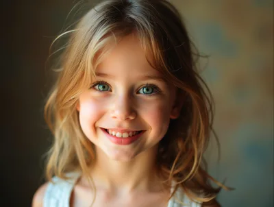 Portrait Of A Smiling Young Girl With Blonde Hair