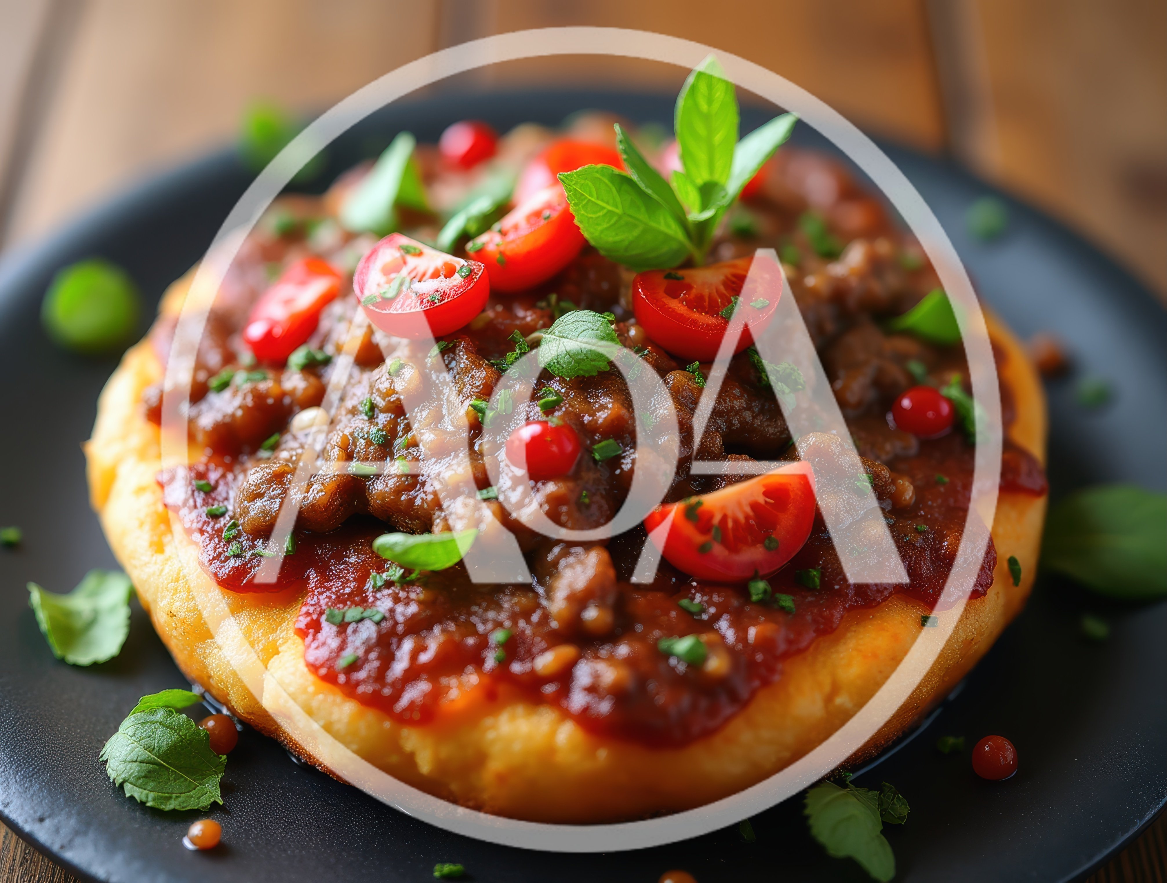 Gourmet Polenta Cake Topped With Savory Meat Sauce
