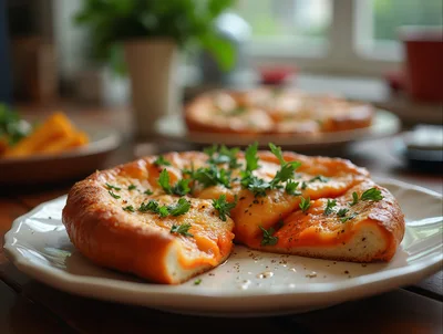 Freshly Baked Savory Pumpkin Flatbread On A Plate