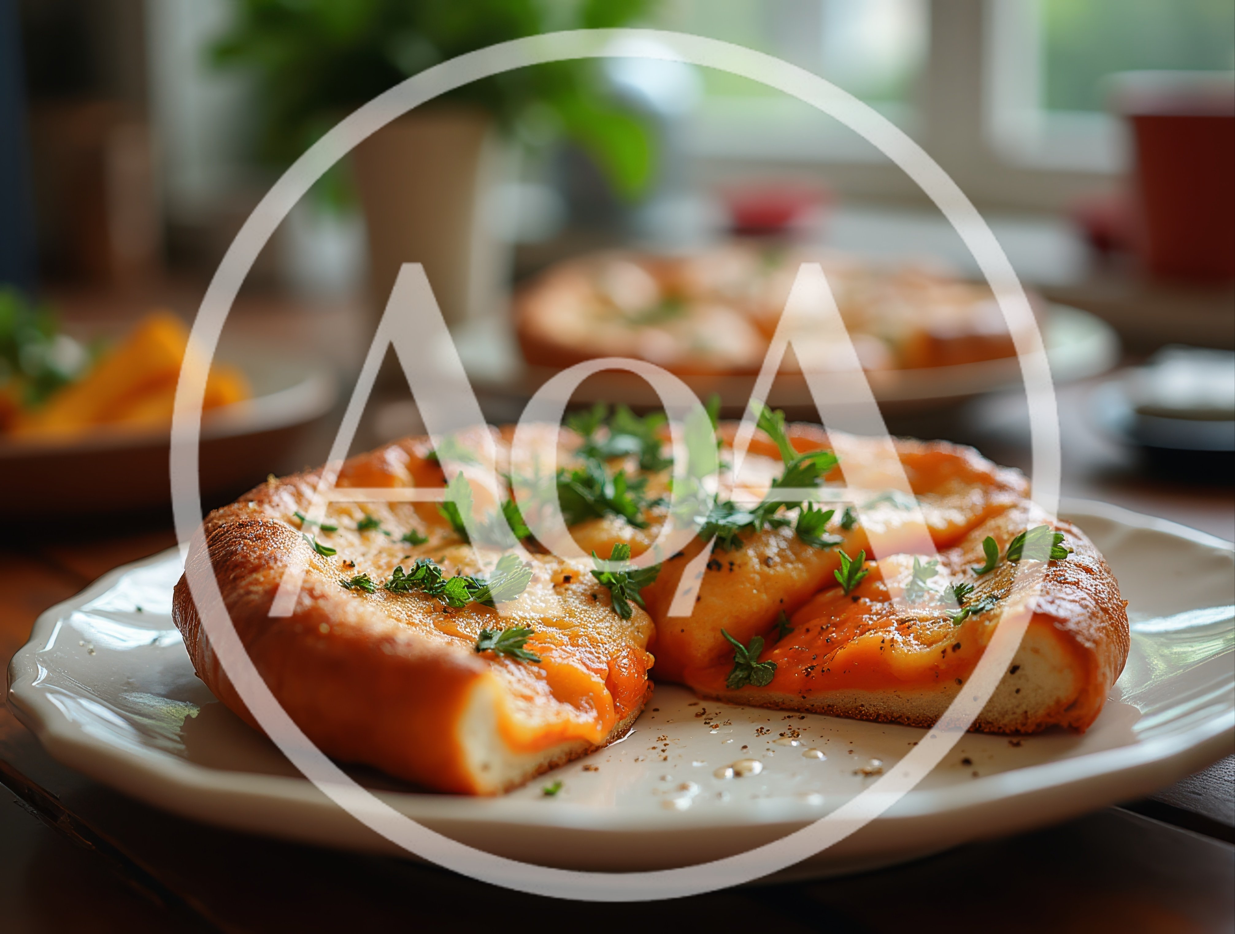 Freshly Baked Savory Pumpkin Flatbread On A Plate