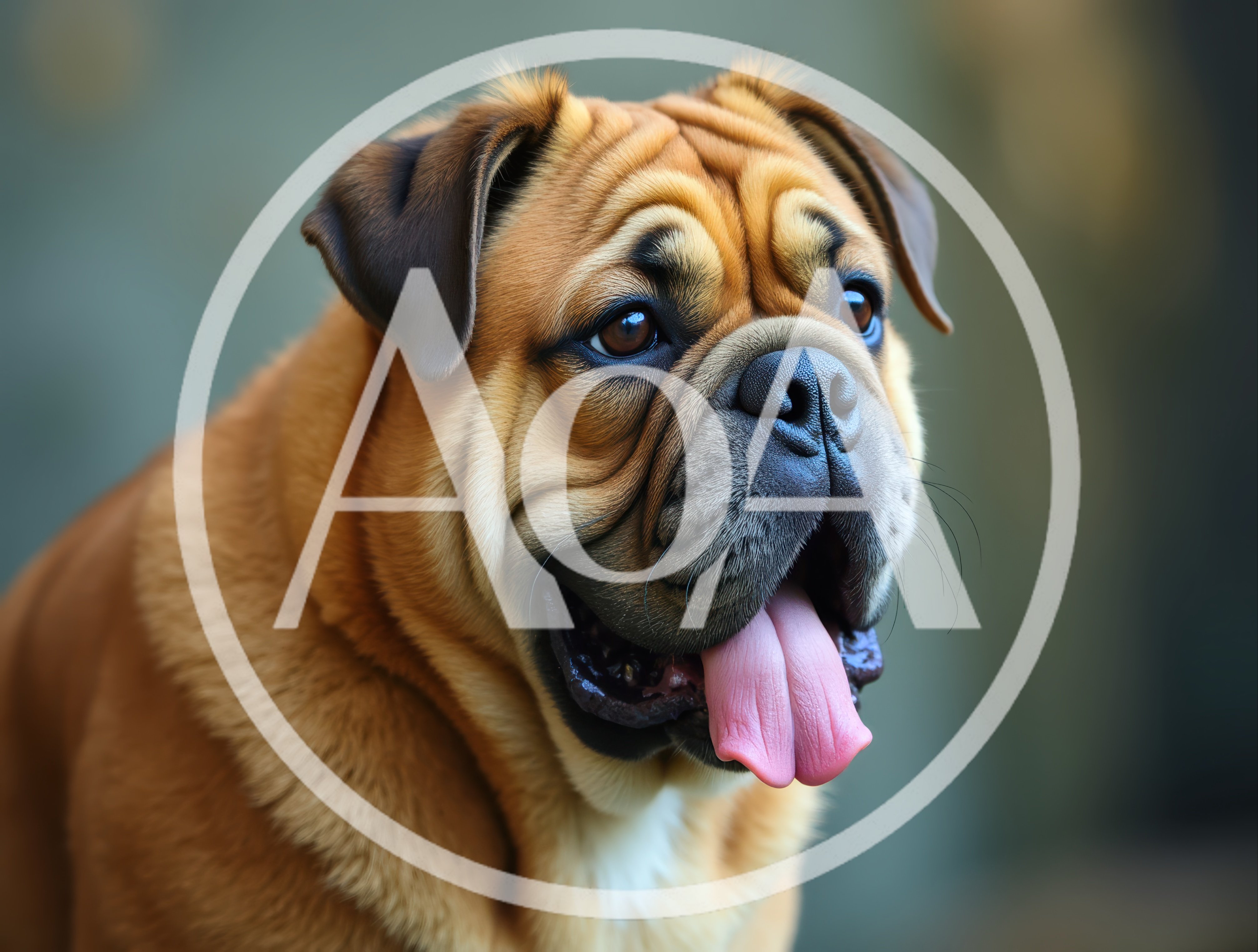 Portrait Of A Brown Bulldog With Tongue Out