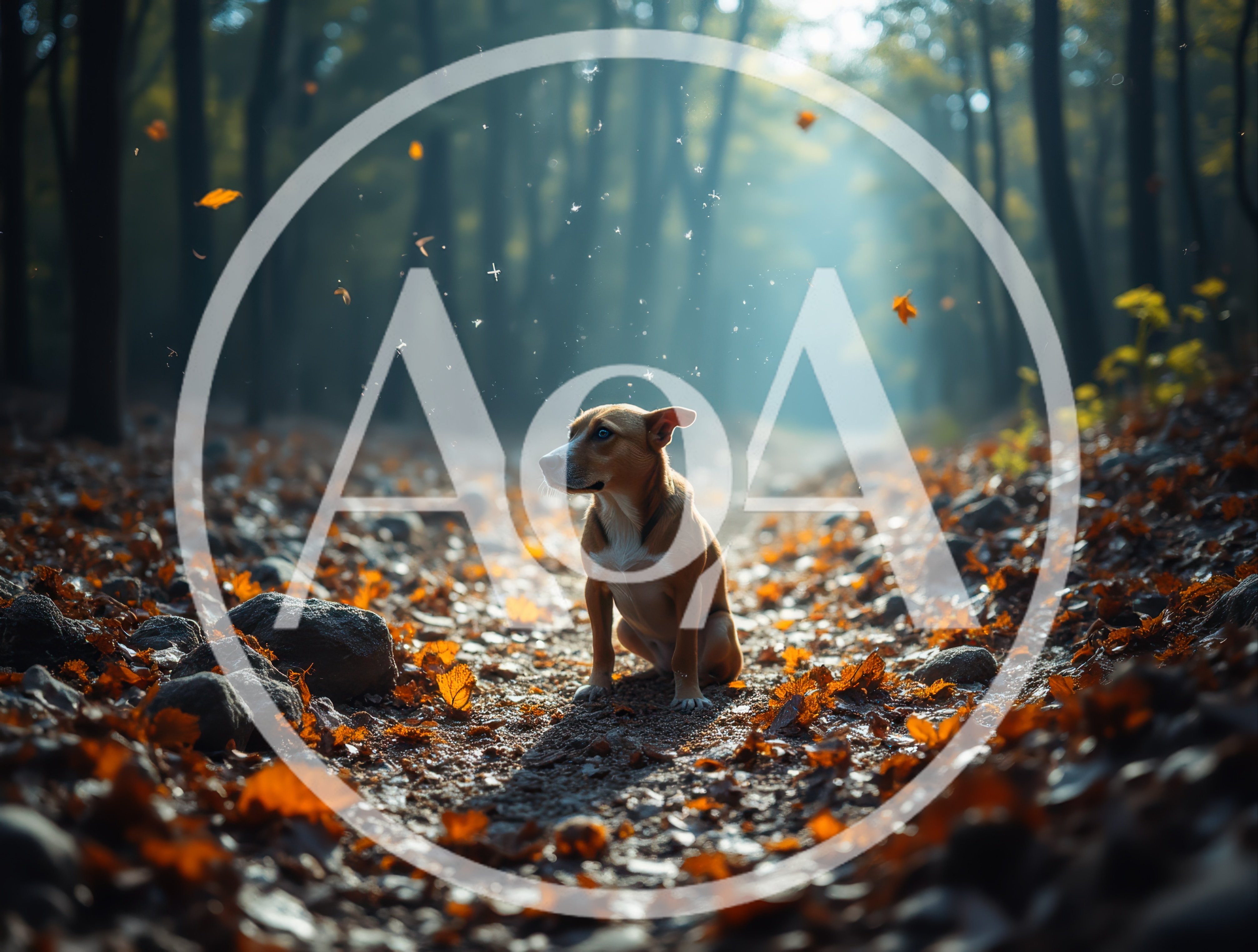 Small Brown Dog Sitting on a Forest Path