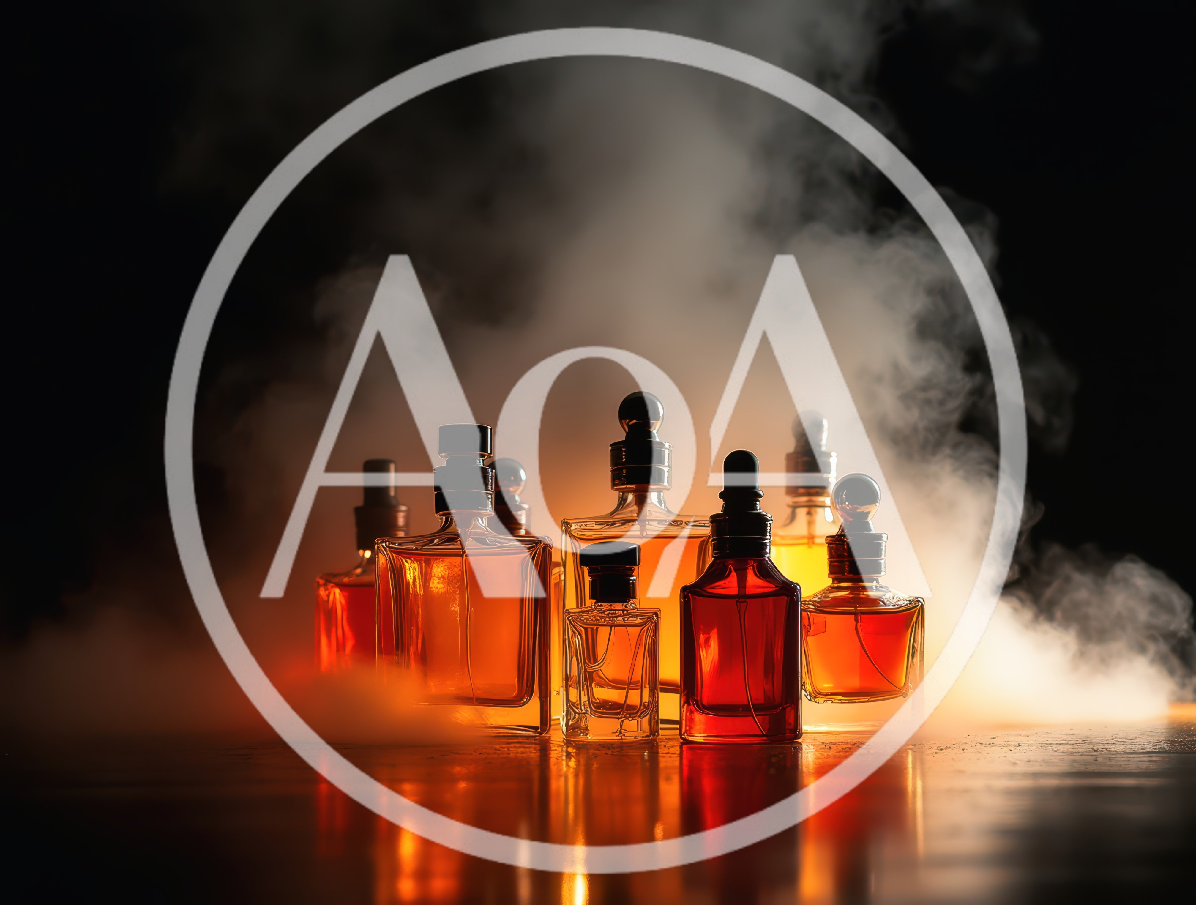 Collection Of Perfume Bottles In Smoky Atmosphere