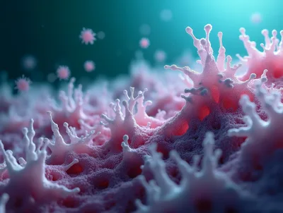 Microscopic View Of Cancerous Cell Growth