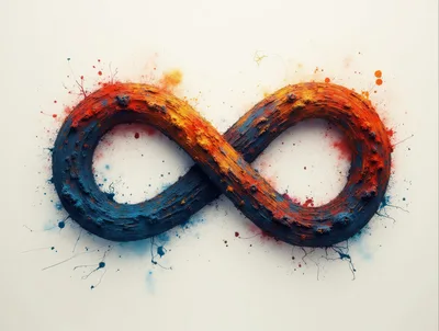 Abstract Infinity Symbol With Vibrant Paint Splatter Texture