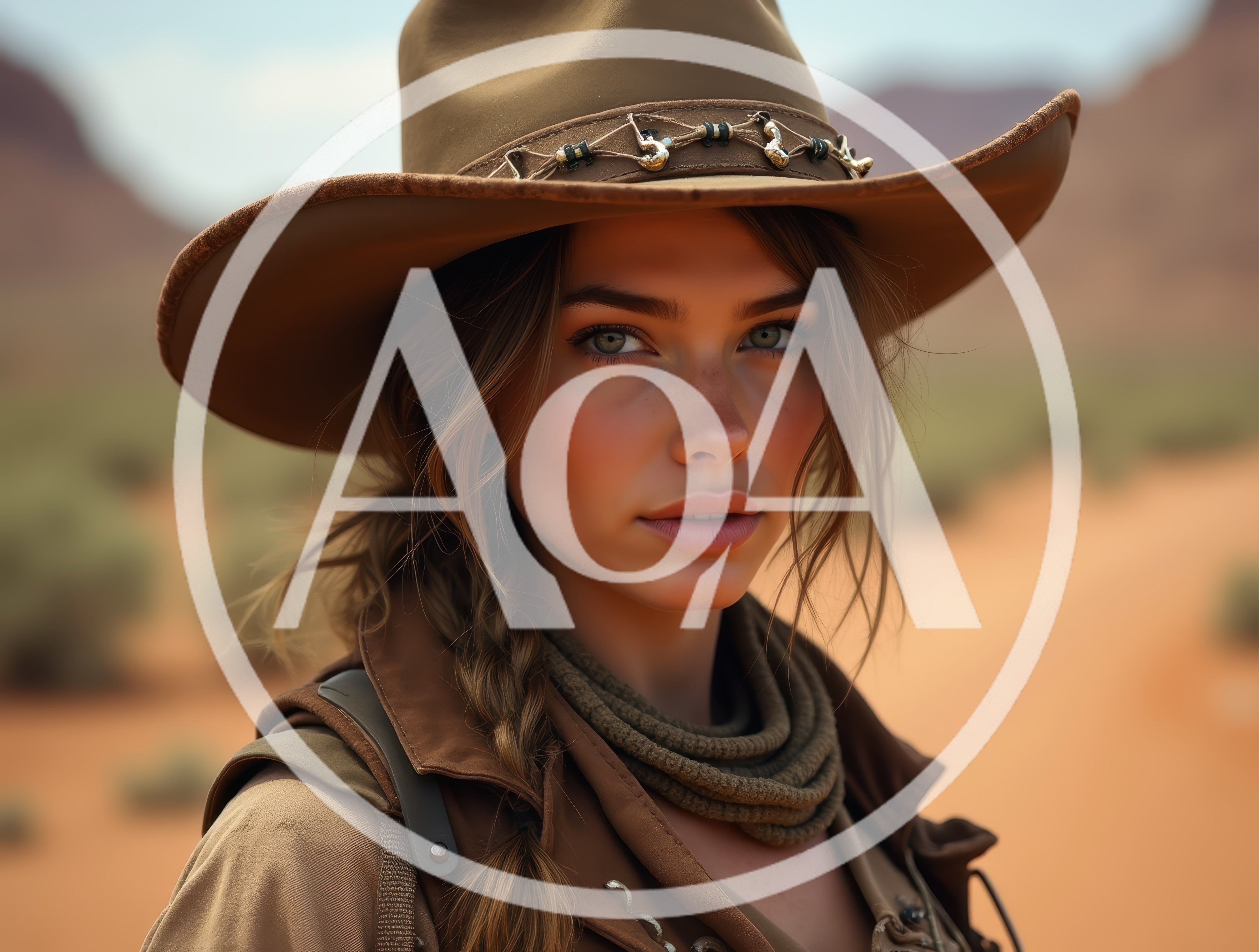 Portrait Of A Young Woman In Western Cowboy Attire