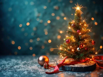 Small Decorated Christmas Tree With Sparklers And Ornaments