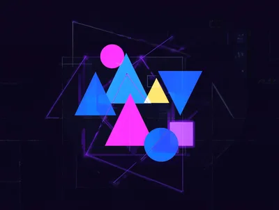 Abstract Geometric Shapes With Neon Glow Effects
