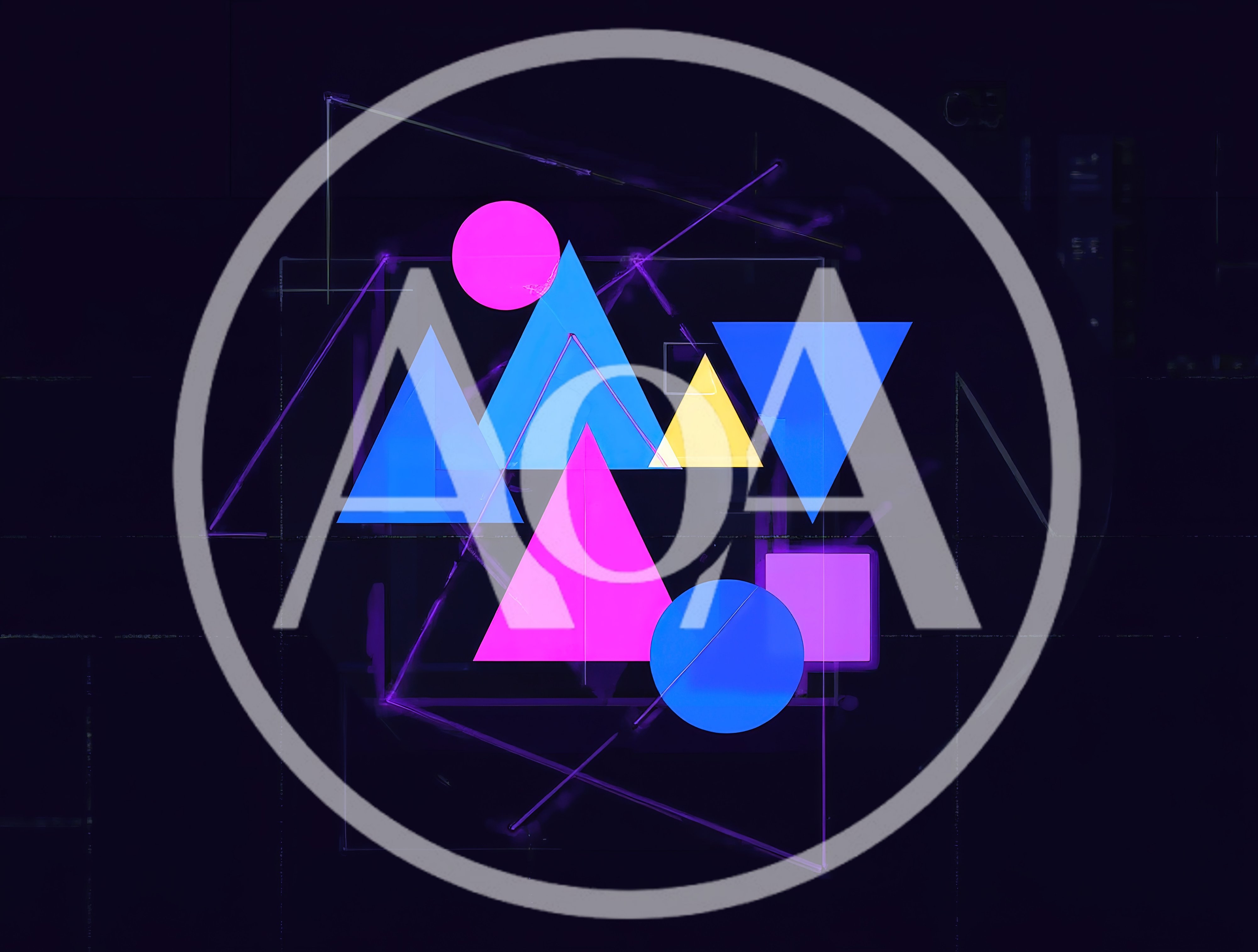 Abstract Geometric Shapes With Neon Glow Effects