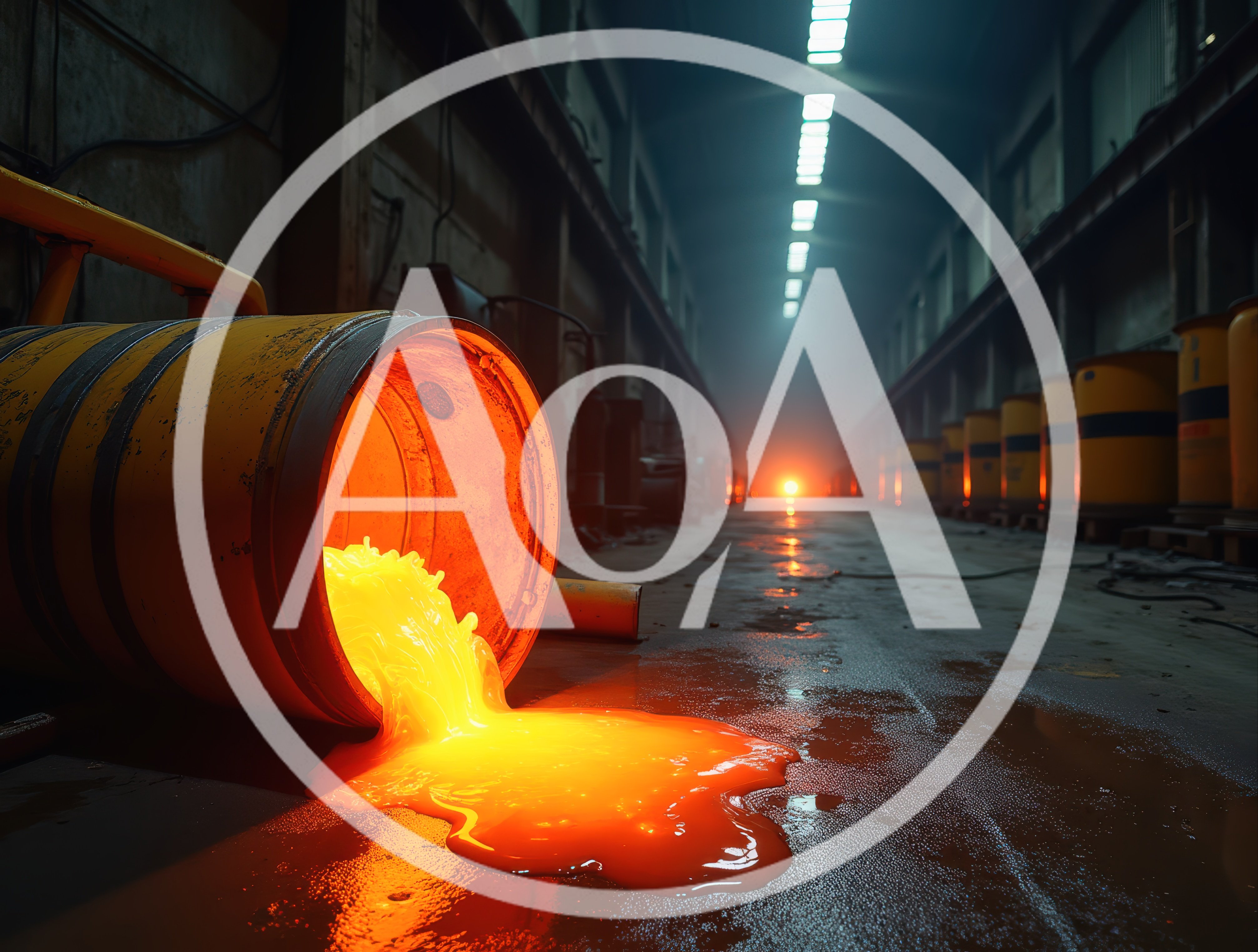 Molten Metal Spilling From Industrial Barrel