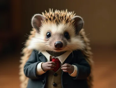 Anthropomorphic Hedgehog Dressed In A Formal Business Suit