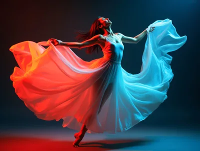 Graceful Ballerina Dancing In Flowing White Dress