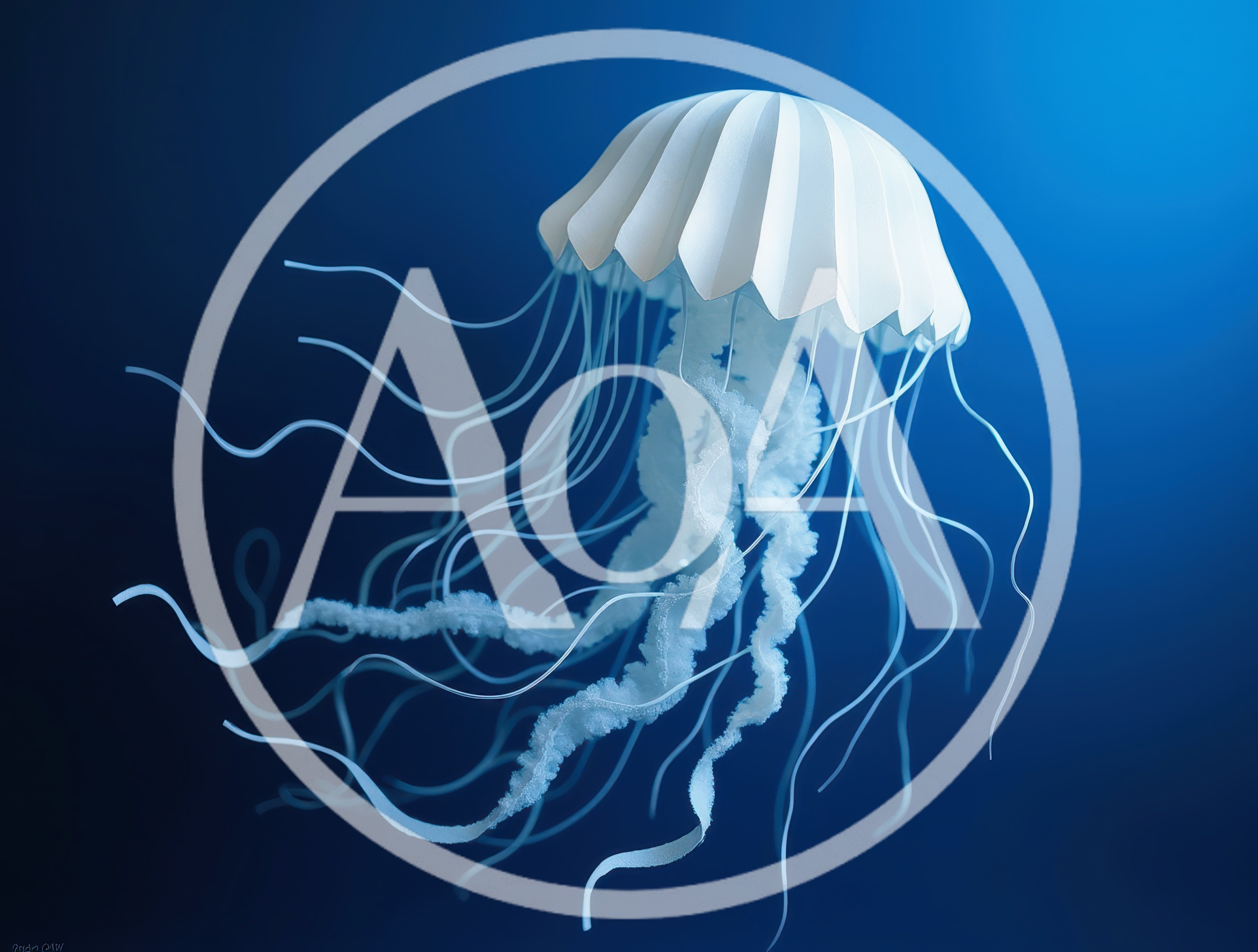 Paper Art Jellyfish Floating In Deep Blue Water