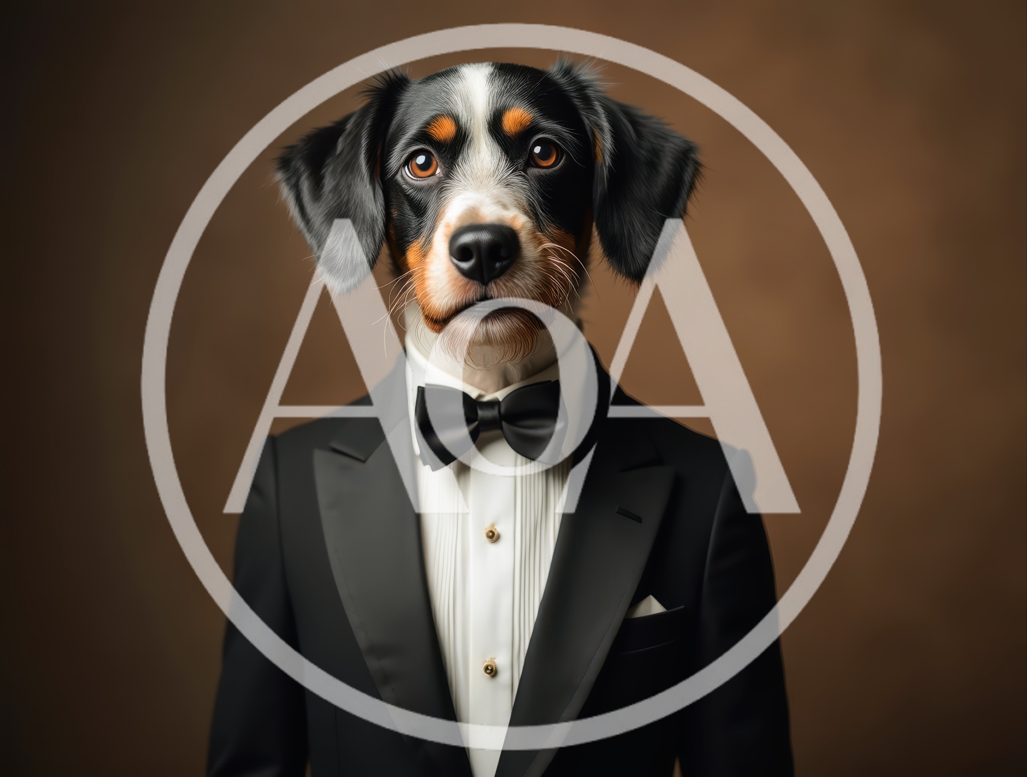 Portrait of a Dog Wearing a Formal Tuxedo