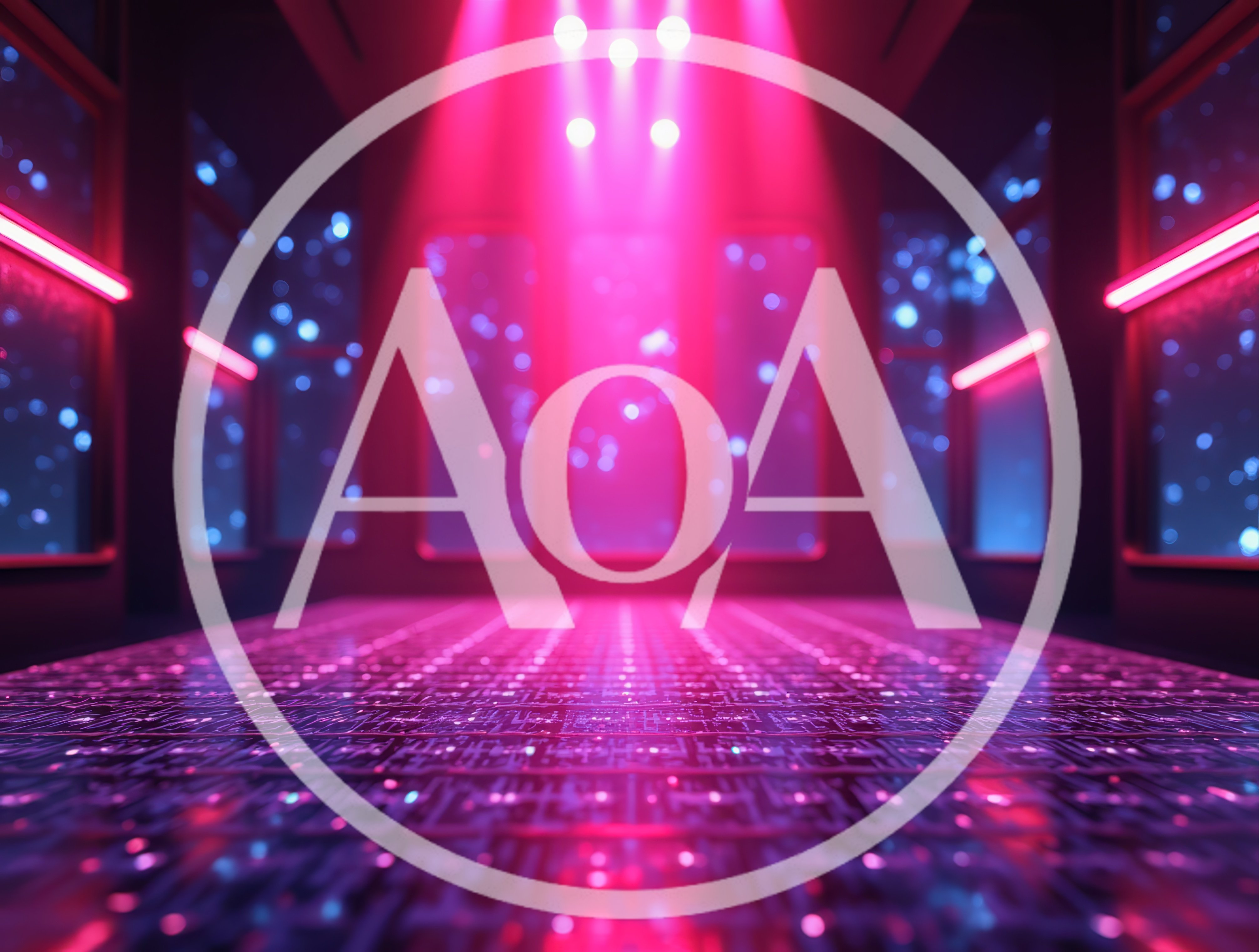 Futuristic Digital Circuitry Floor with Neon Pink Lighting