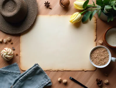 Flat Lay Composition With Paper And Accessories