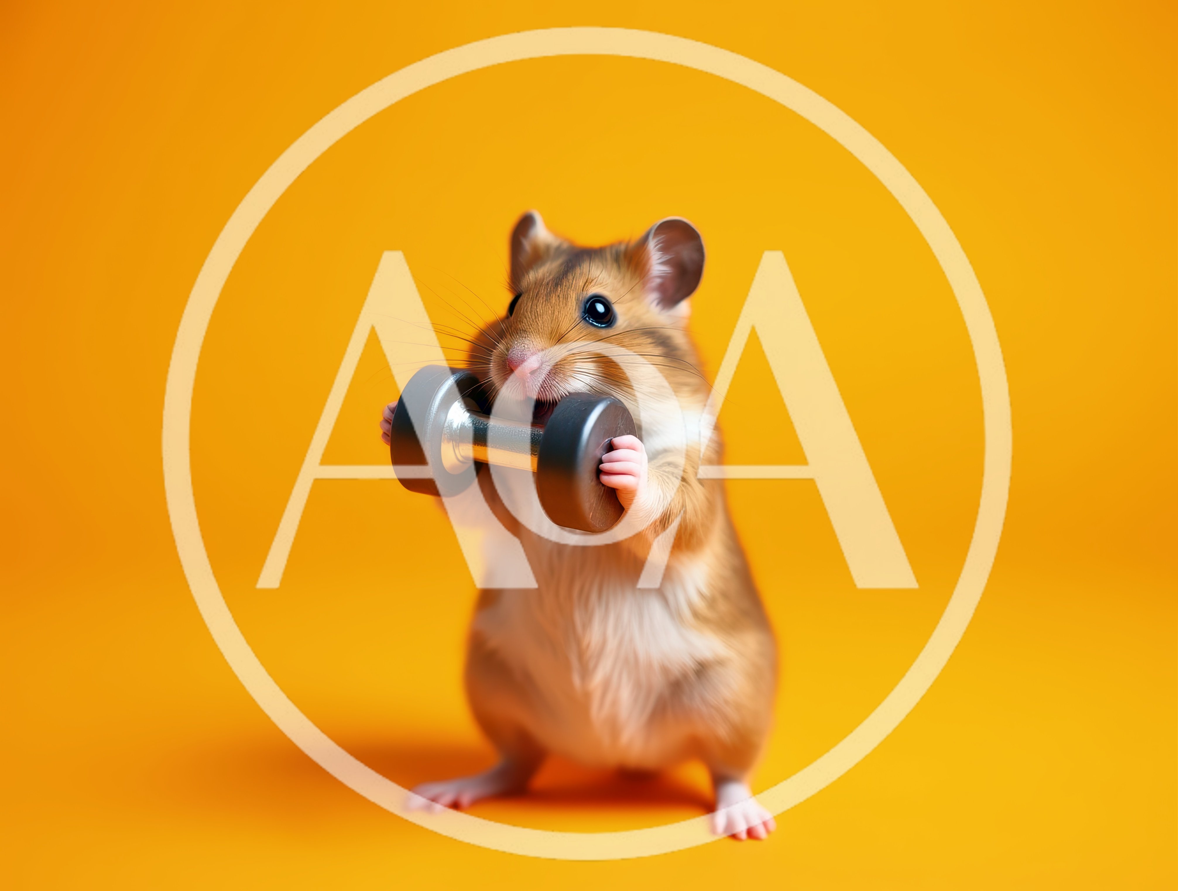 Cute Hamster Lifting A Small Dumbbell