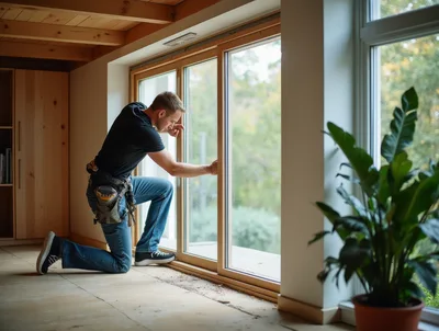 Professional Contractor Installing Sliding Glass Door