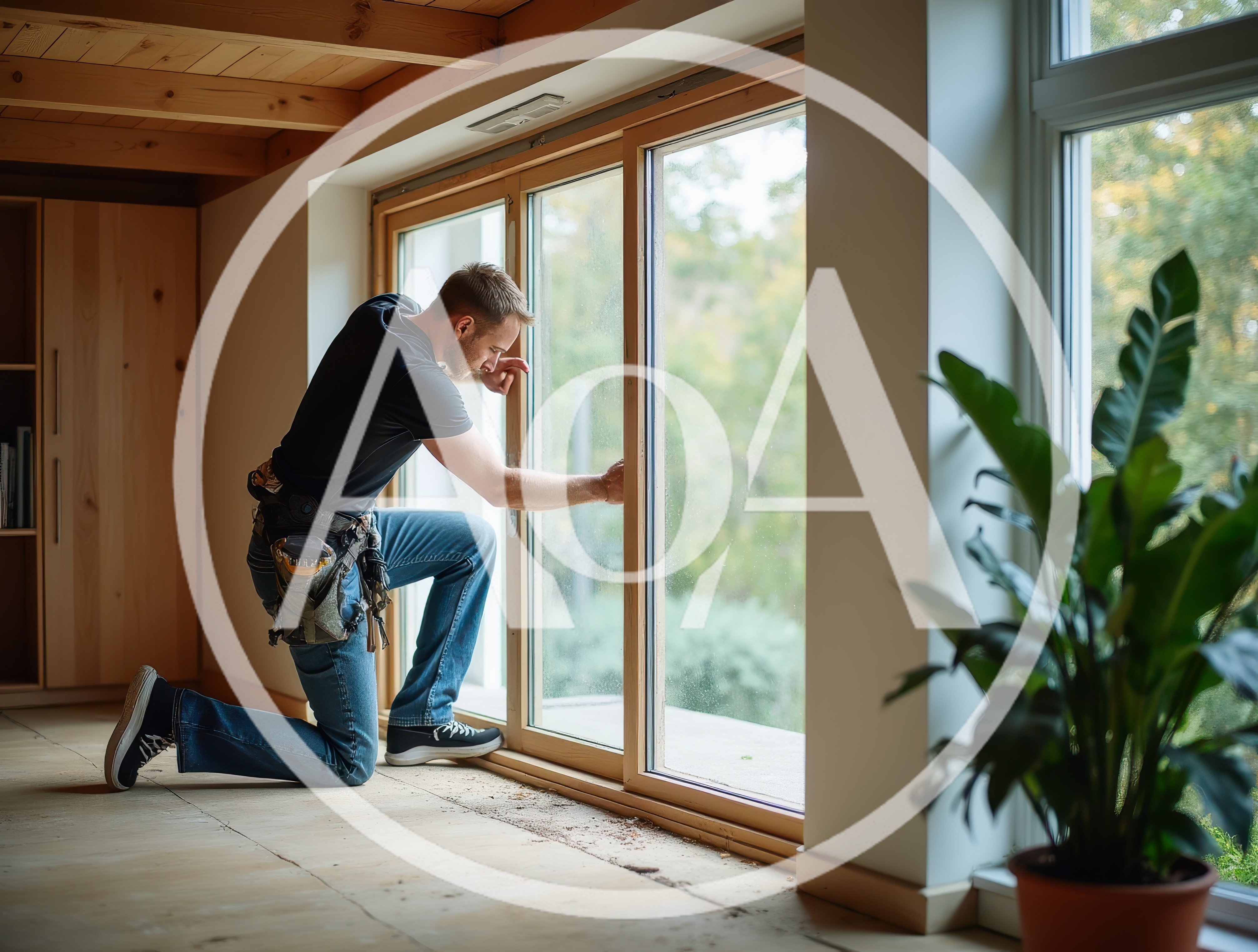 Professional Contractor Installing Sliding Glass Door