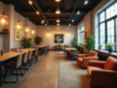 Modern Office Lounge With Comfortable Seating And Tables