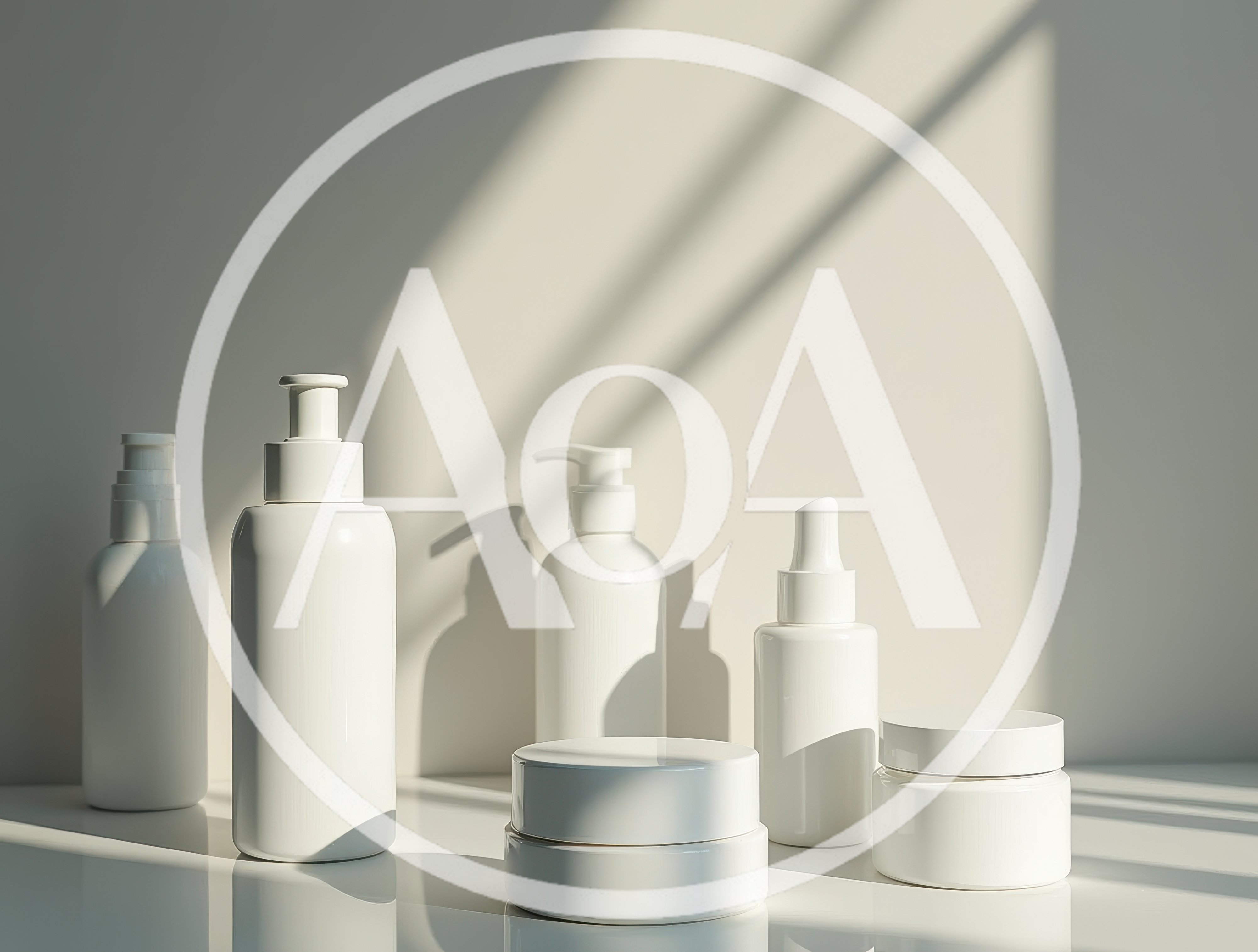 Minimalist White Skincare Product Bottles On A Surface
