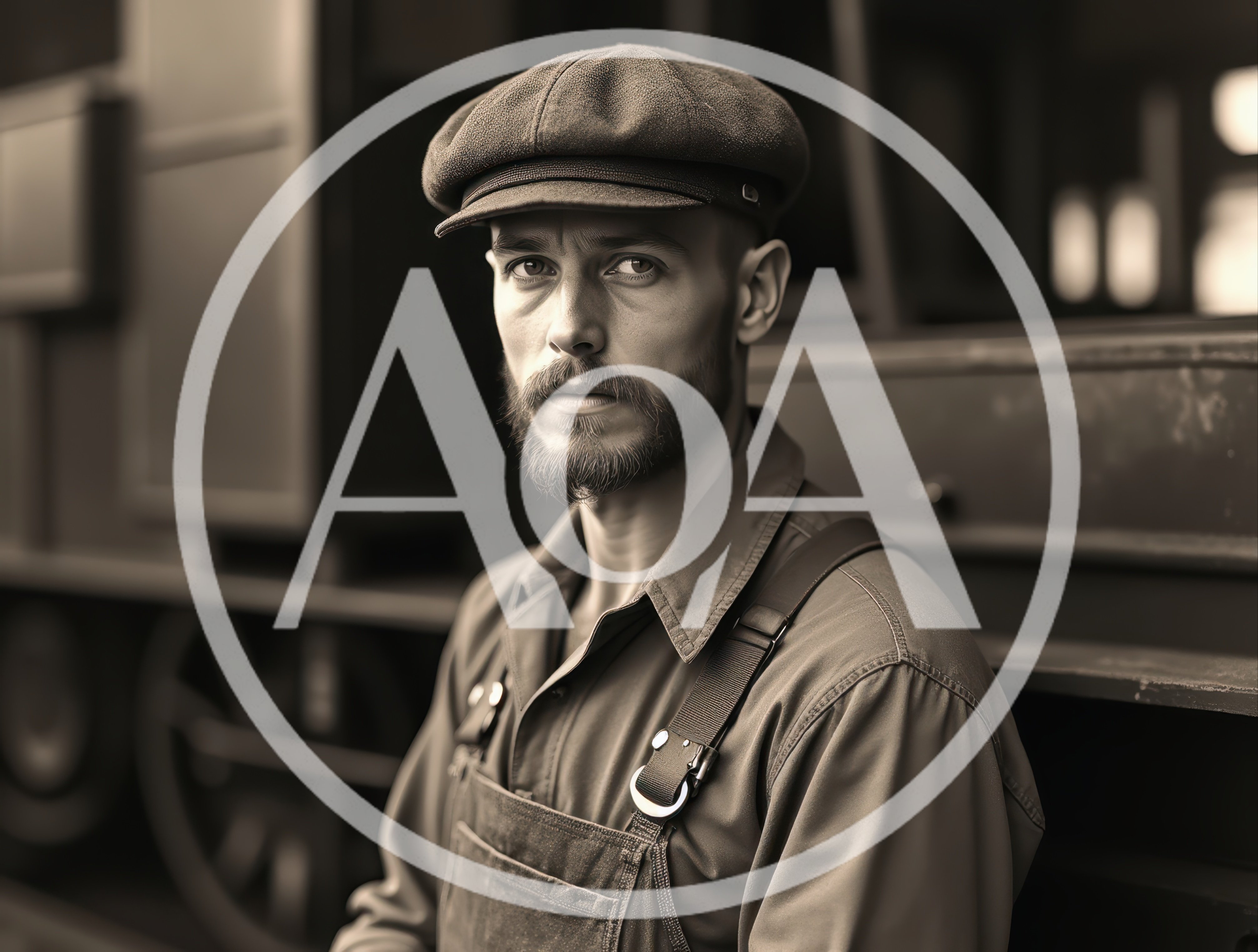Portrait Of A Young Man In Vintage Workwear