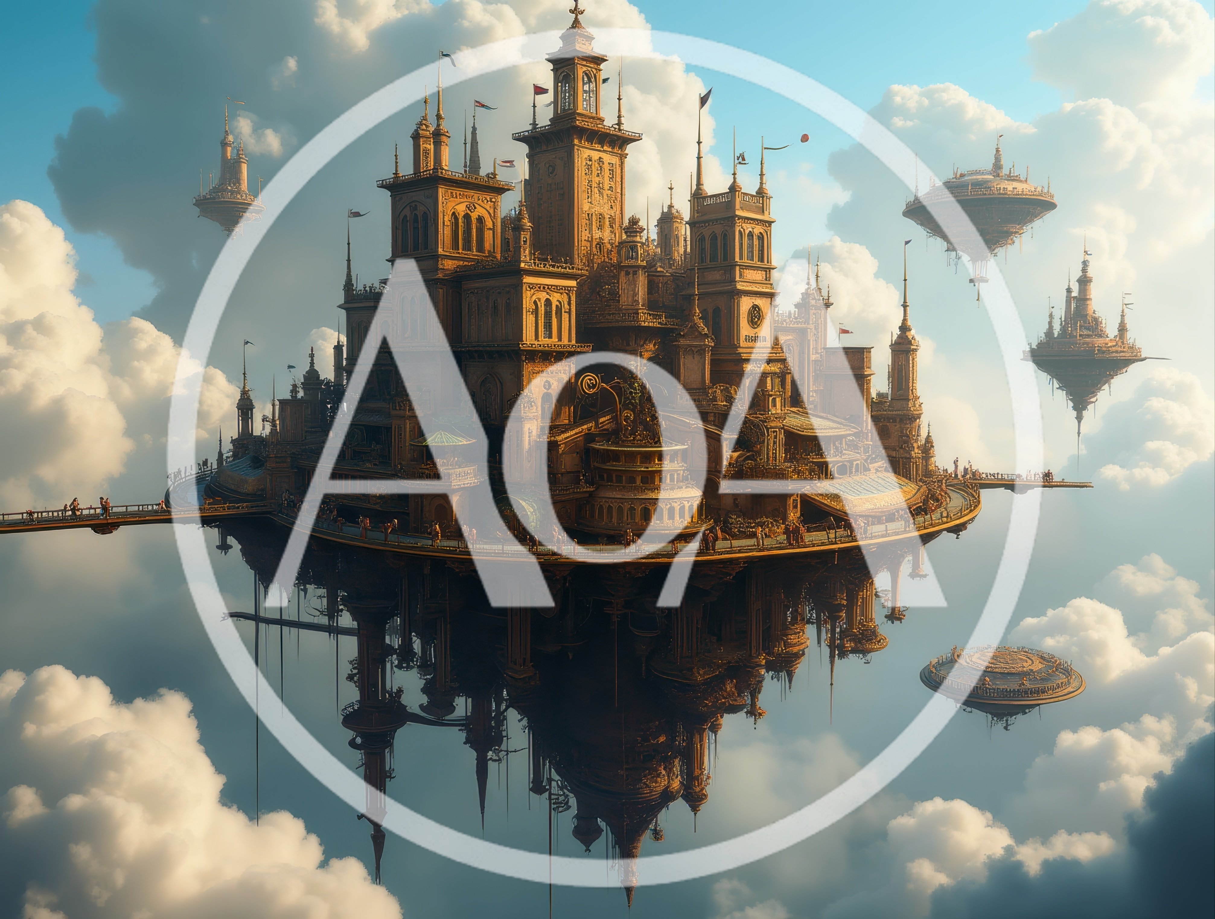 Steampunk Floating City In The Clouds