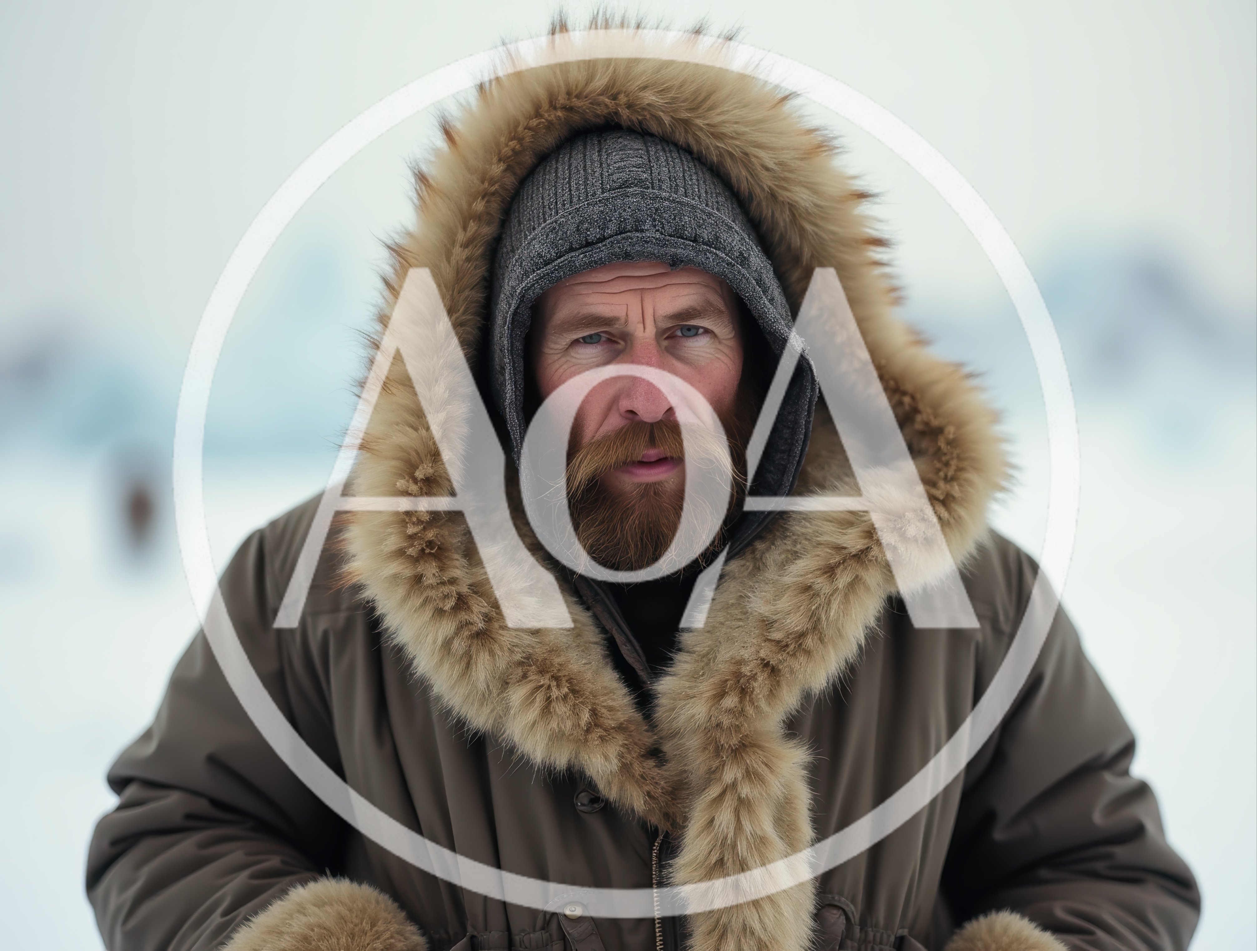 Portrait Of A Bearded Man In Winter Parka