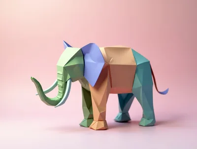 Low Poly Paper Elephant Sculpture
