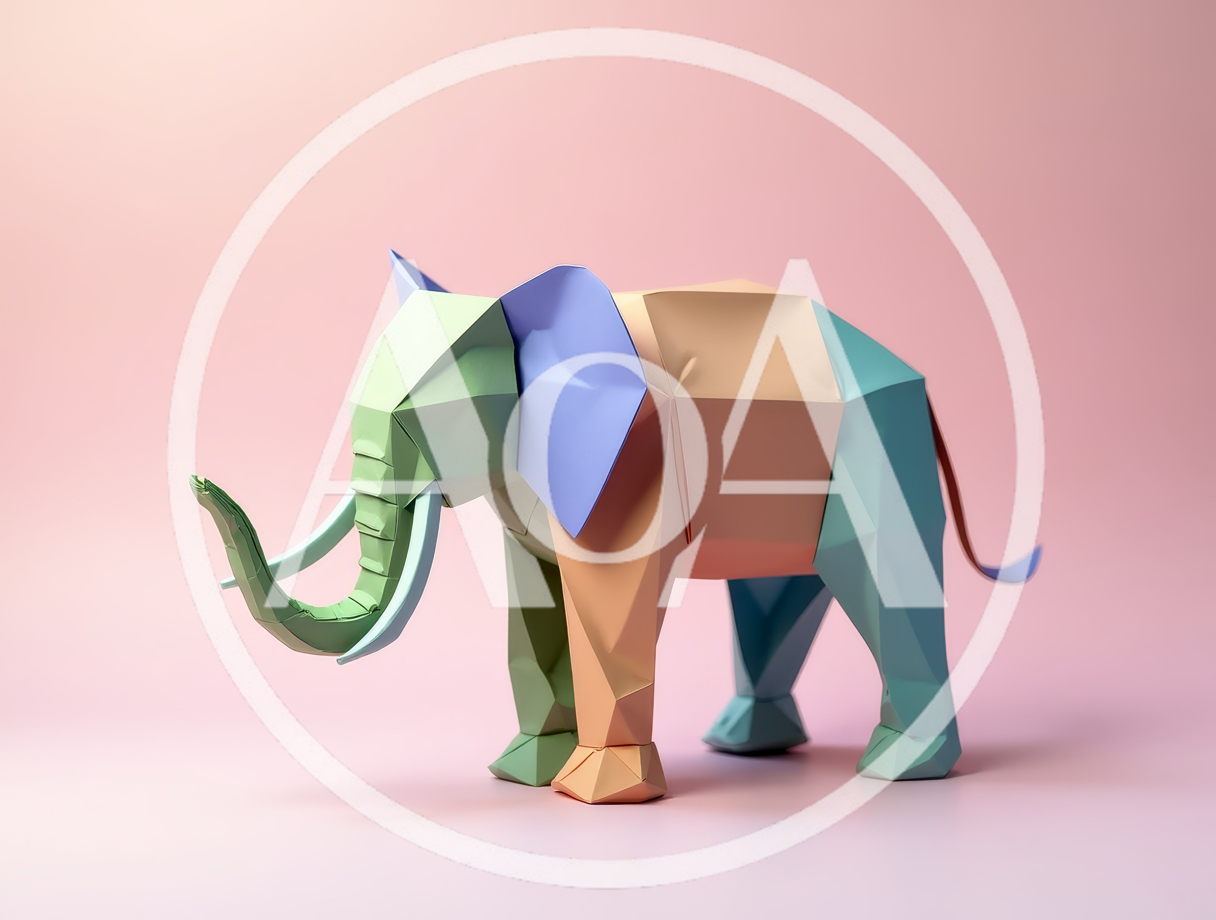 Low Poly Paper Elephant Sculpture