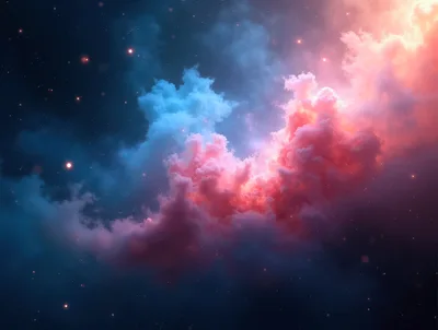 Abstract Cosmic Nebula With Pink And Blue Clouds