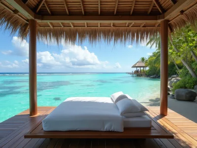 Luxury Overwater Bed Pavilion In The Maldives