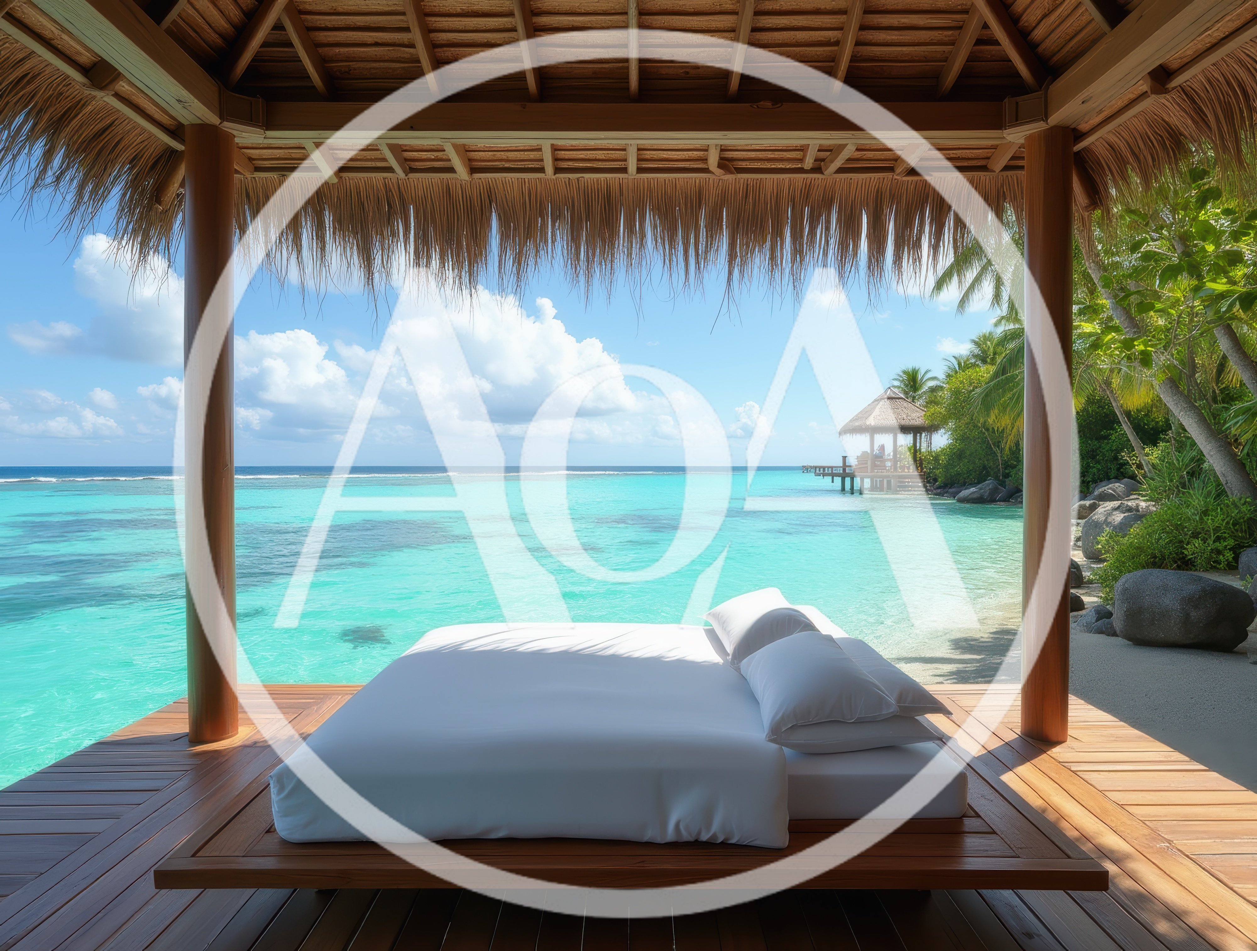 Luxury Overwater Bed Pavilion In The Maldives