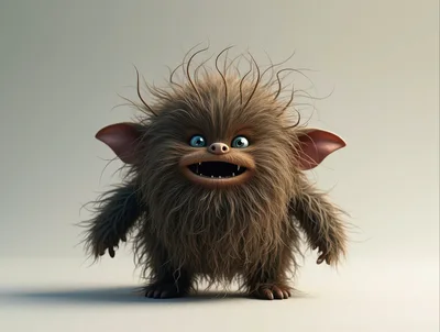 Cute Furry Monster Character Standing