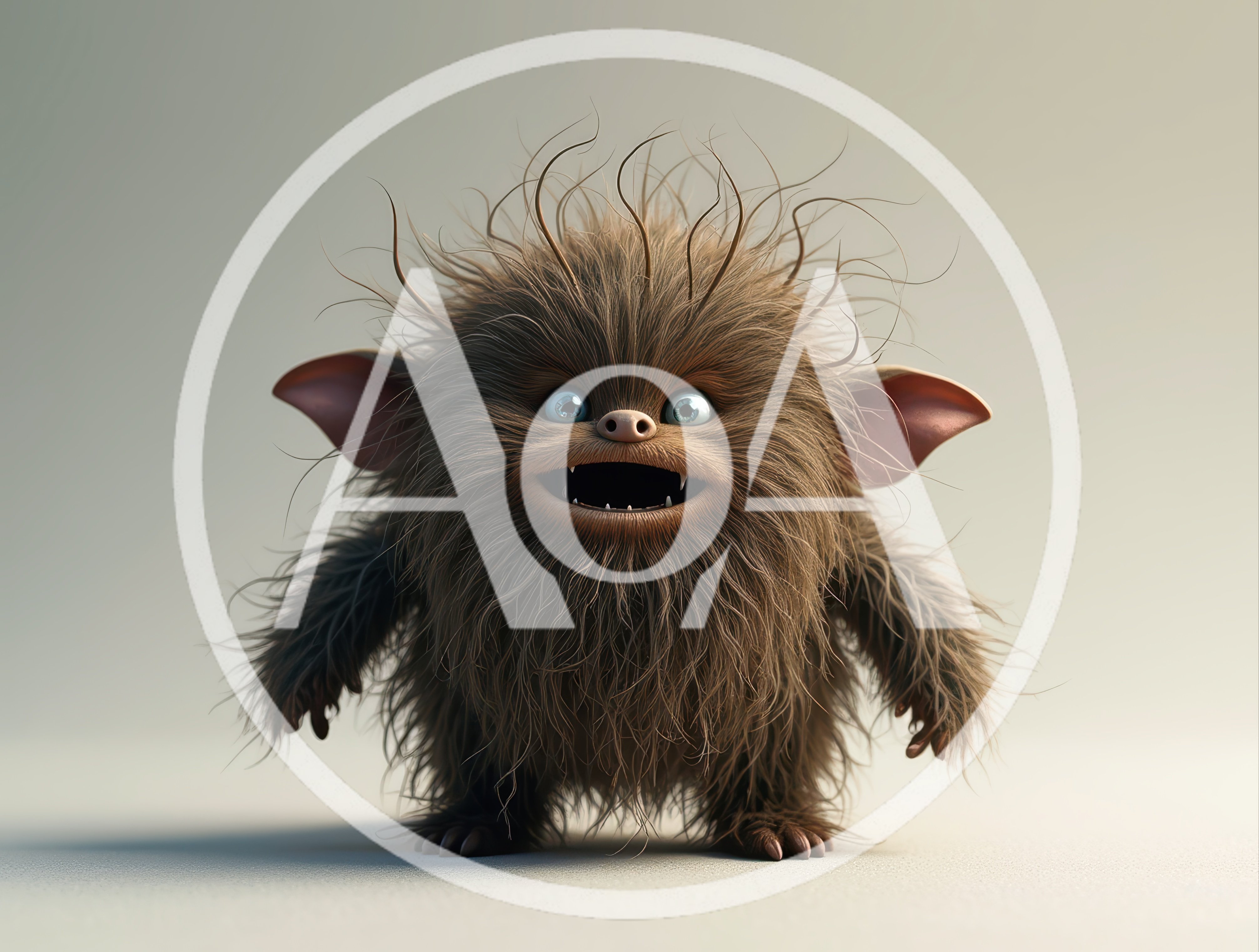 Cute Furry Monster Character Standing