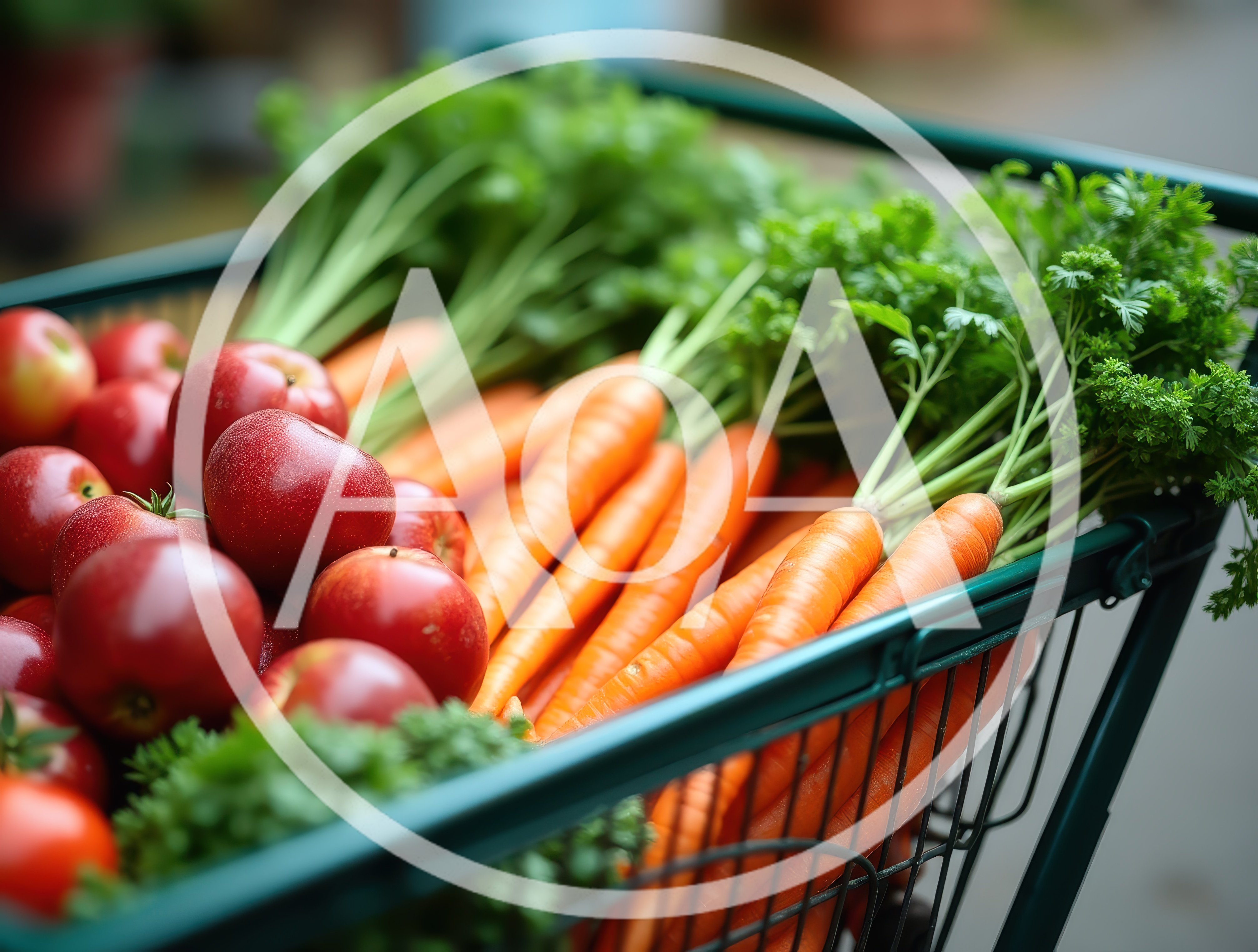 Fresh Carrots And Red Apples In Shopping Basket